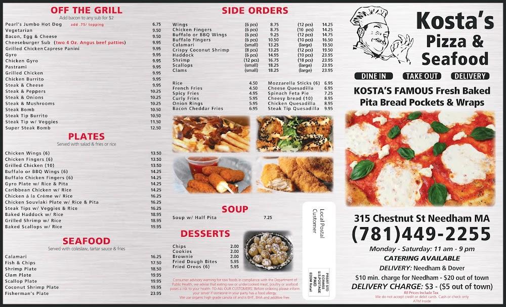 Kostas Pizza & Seafood Menu image 1