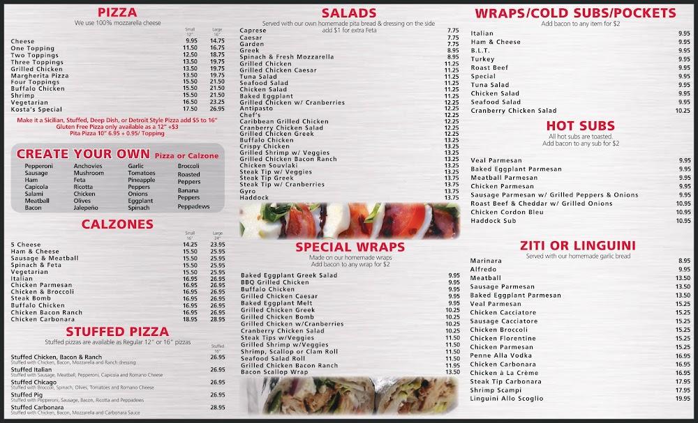 Kostas Pizza & Seafood Menu image 2